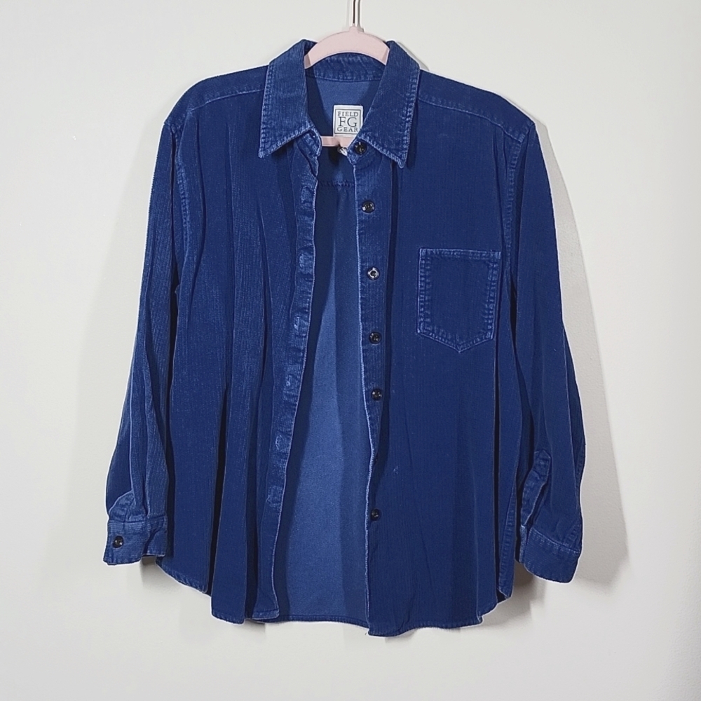 FG Field Gear Blue Corduroy Button front shacket womens Large Vintage
